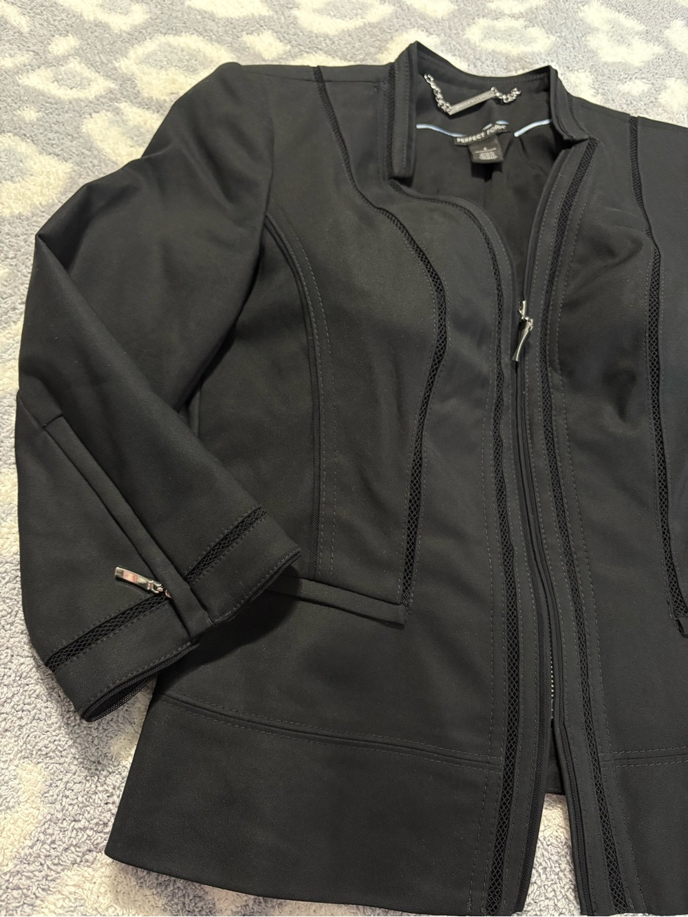 WHBM Perfect Form Blazer Jacket Black Zip Front Peplum 6 - Picture 5 of 15